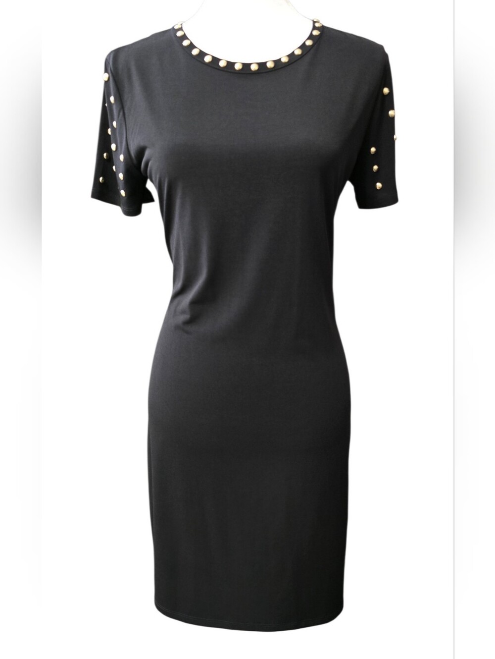 Michael Kors Black Studded Short-Sleeve Bodycon Dress